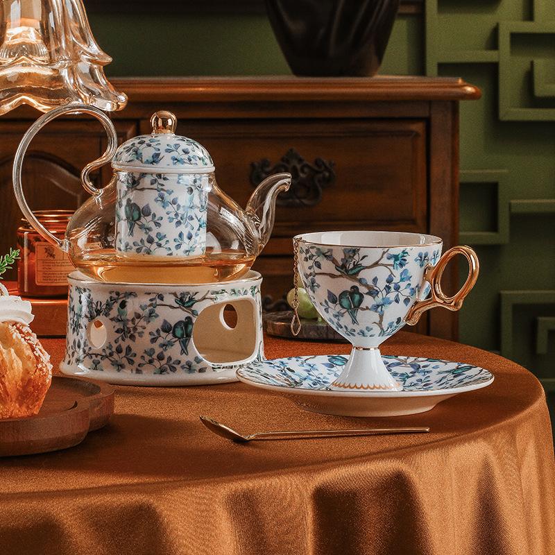 Goblet European Ceramic Bone China Coffee Cup Saucer Set British Afternoon Tea Set Teacups Are High-end and Good-looking.