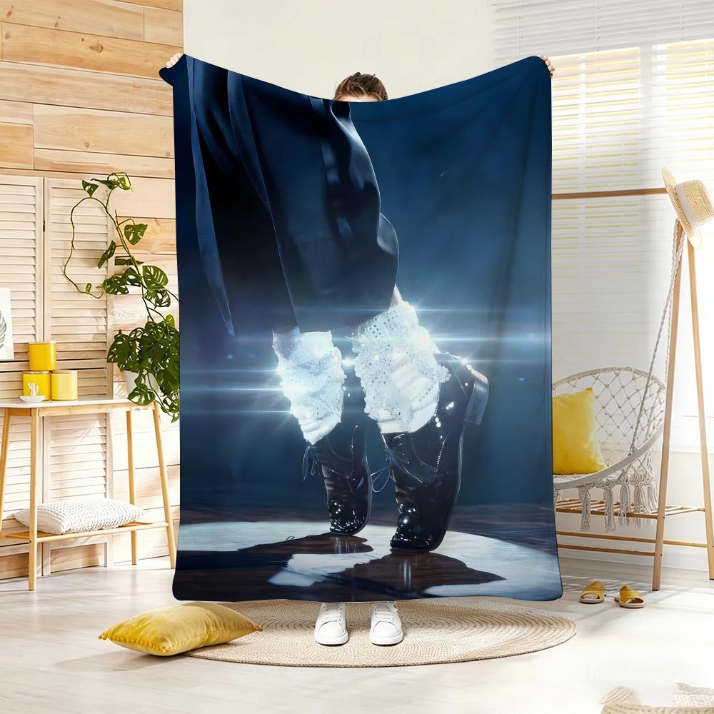 KPop M-Michael Jackson Throw Lightweight 240g Flannel Blanket Soft Skin-friendly for Summer Cooling 75x90cm