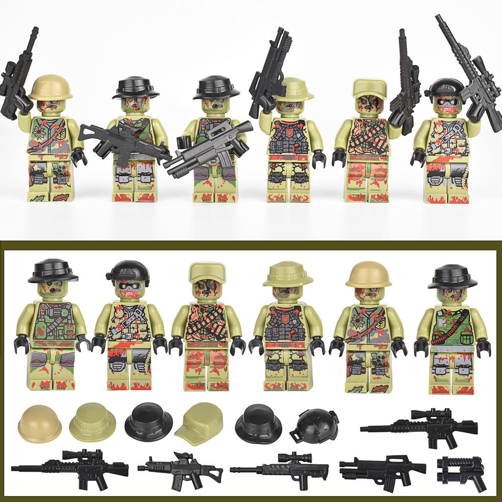 Military Zombie Building Blocks Ghost Special Police Wolf Warrior Special Forces Mutant Zombie Police Assembling Party Toys