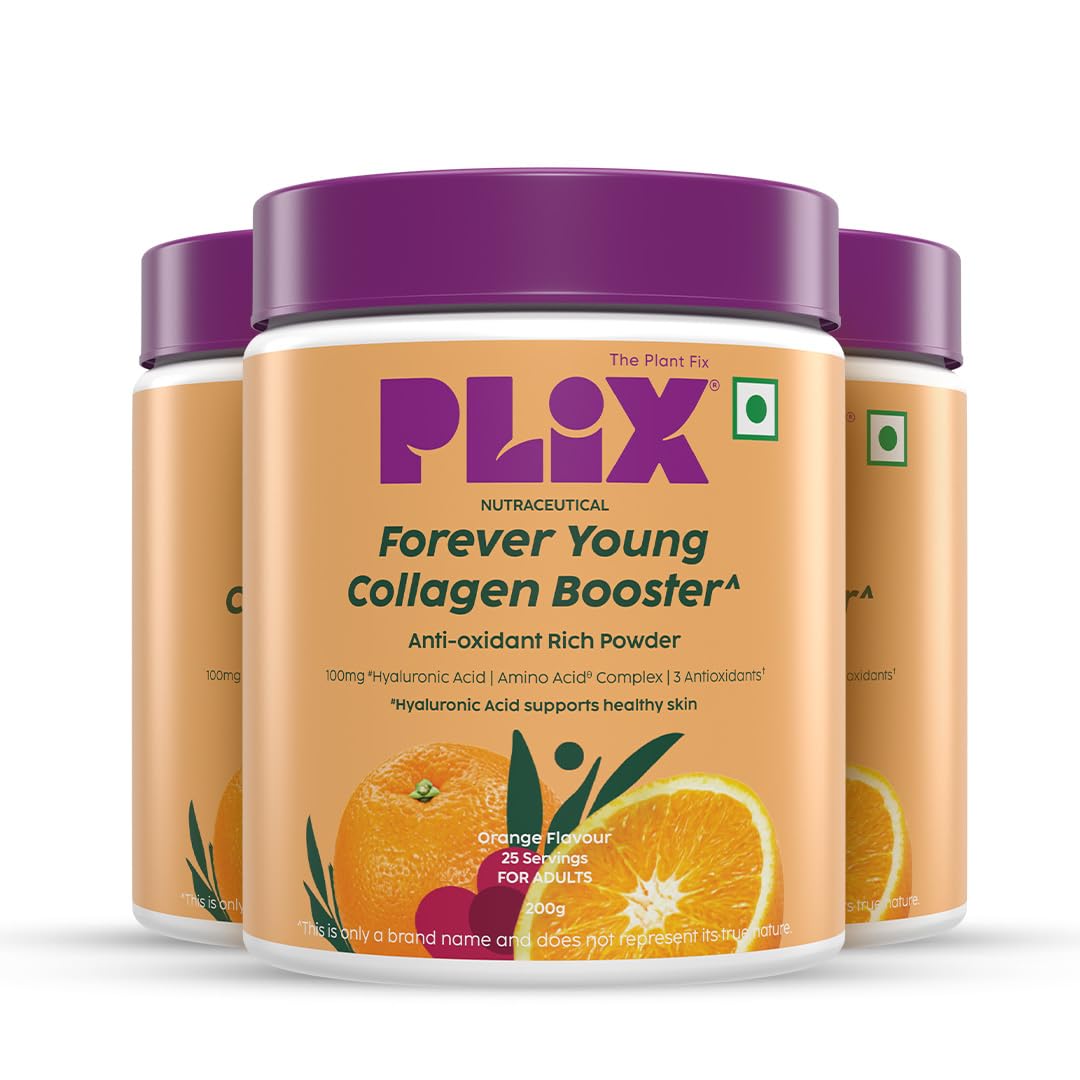 

PLIX The Plant Fix Collagen Booster Powder 200gX PACK OF 3 | Skin Hydration, Antioxidants & Healthy Glow Supplement