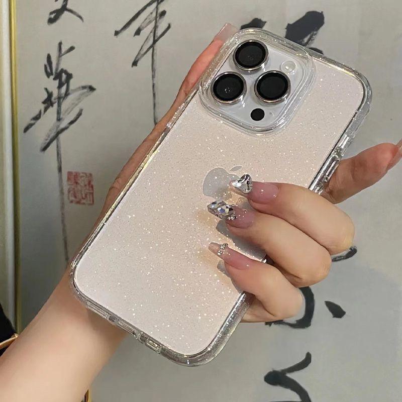 "Glitter Transparent Phone Case for iPhone 11/12/13/14/15/14PRO: Smooth and Dirt-Resistant"