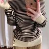 Korean Casual Retro One-Shoulder Striped Knitted Sweater for Women - Early Autumn 2025 Collection