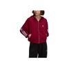 adidas Jachetă Originals Trefoil cu glugă, dungi laterale și șnur, îmbrăcăminte exterioară pentru femei, roșu HM2133