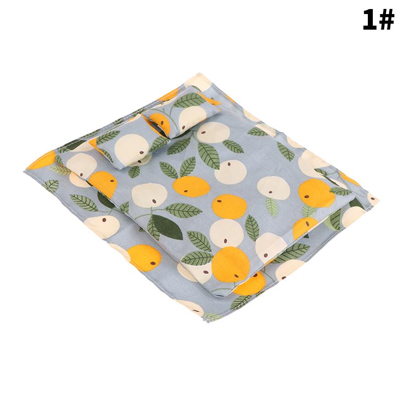 1:12 Scale Dollhouse Bedroom Miniature Bed Four Piece Bed Set Bed Sheet Quilt Pillow Decor Toy Doll House Accessories