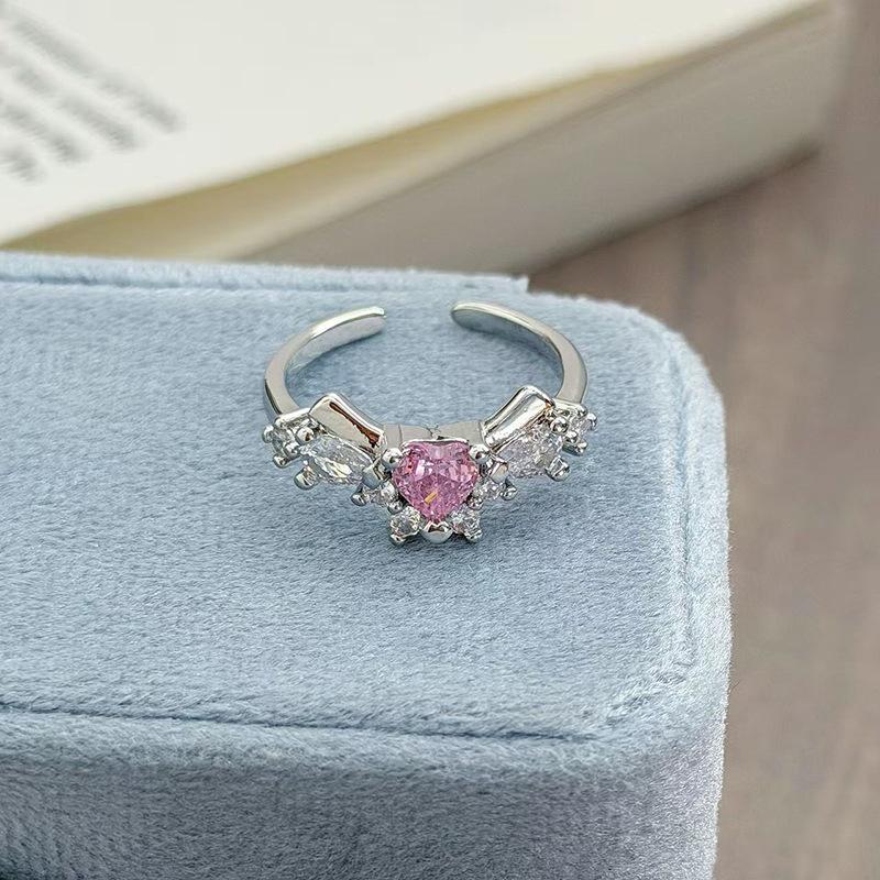 Light Luxury High-End Full Diamond Inlaid Zircon Stacked Wearing Super Flash Super Fairy Row Diamond Opening Ring Niche Design Exquisite Ring