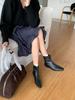 2025 autumn and winter new European and American woven loose sleeve low heel straight mid-tube boots fashionable square head short boots women