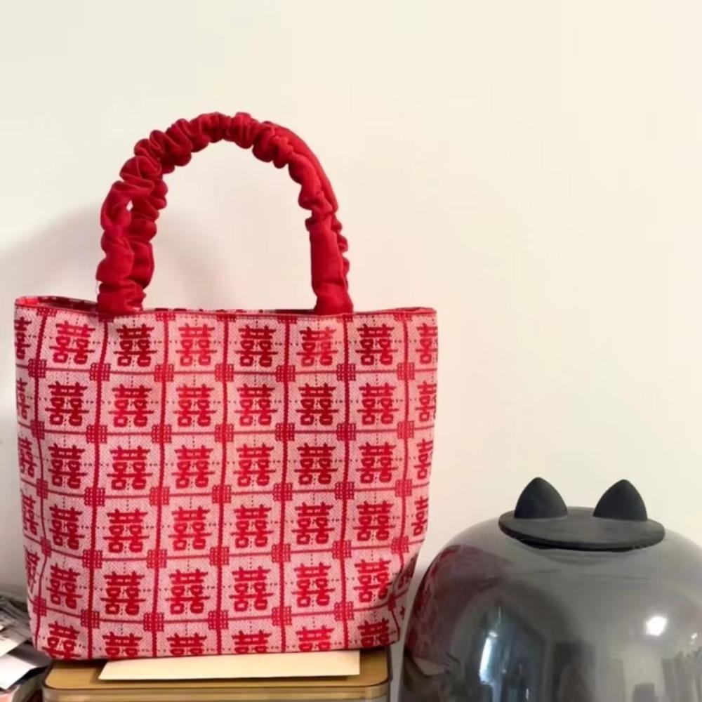 

Fashionable Canvas Bag Chinese Style Gift Bag Cute Handbag Birthday розовый