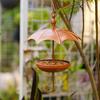 Umbrella-Shaped Bird Feeder Rustic Outdoor Wildbird Feeder with Rain Guard Decorative Hanging Platform Seeds Tray for Courtyard Balcony