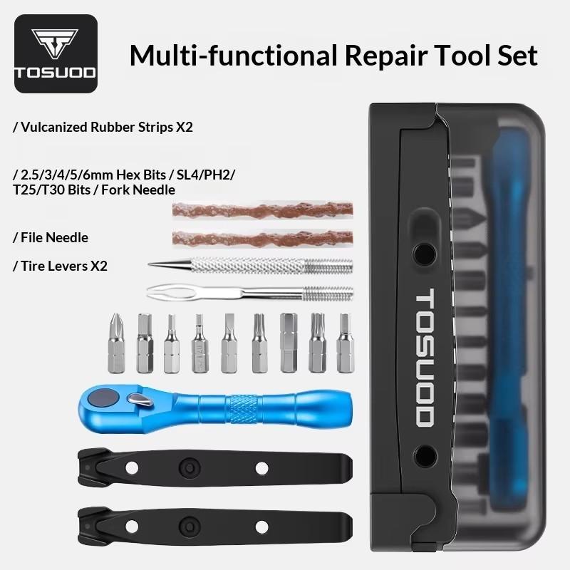 TOSUOD Bicycle & Car Repair Tool Set Combination Wrench Ratchet Alloy Steel Multi-Function