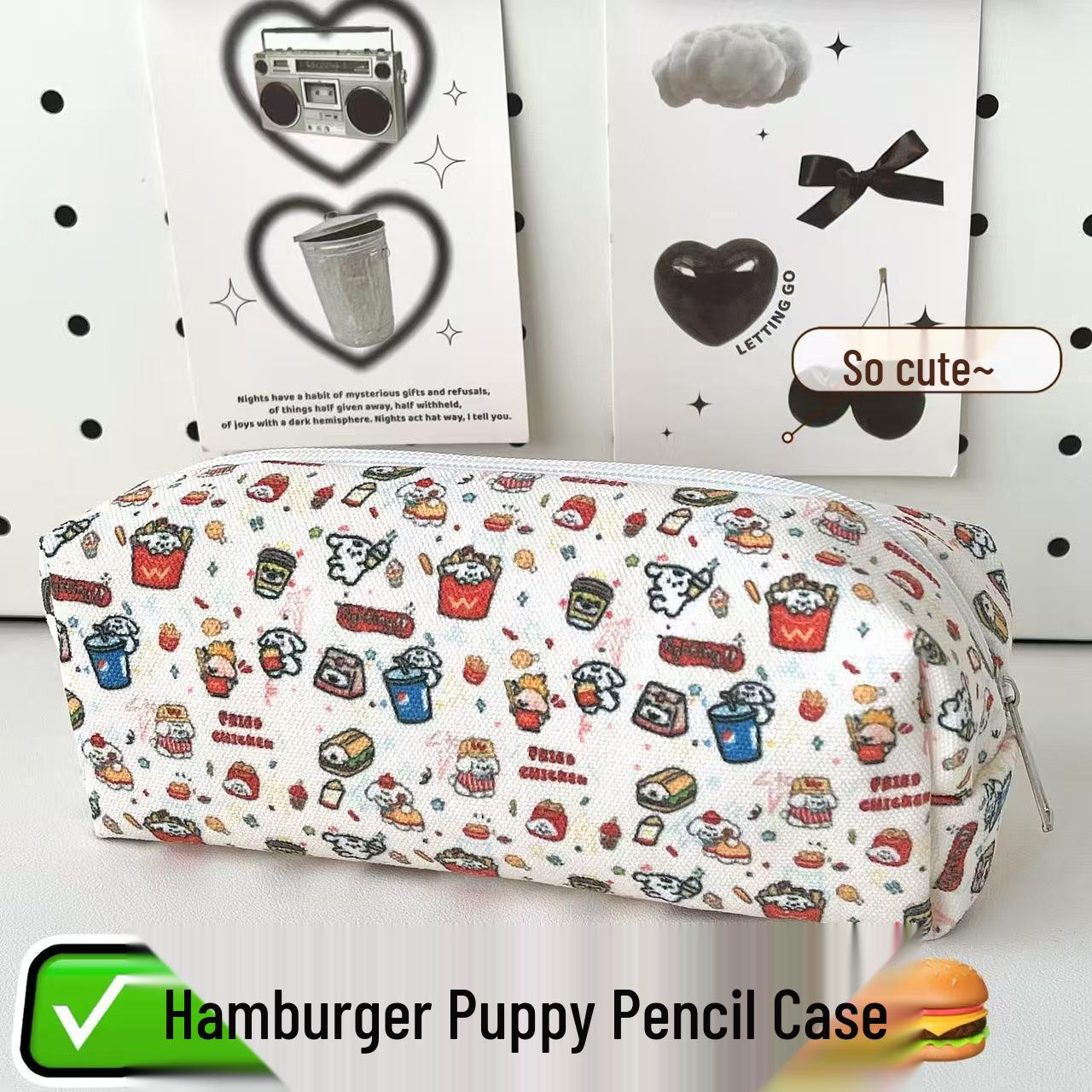 Puppy Hamburger Pencil Case: Cute, Spacious Stationery & Makeup Bag 1 Hamburger Puppy Pencil Case