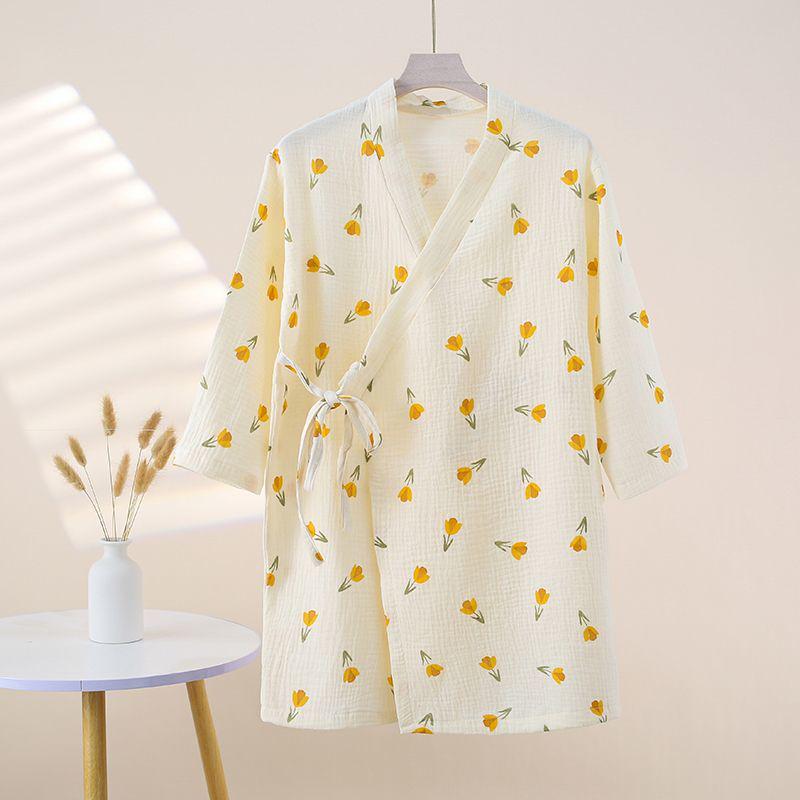 Class A Pure Cotton Children s Cartoon Pajamas & Bathrobe Set - Summer Sleepwear & Air Conditioning Wear 100