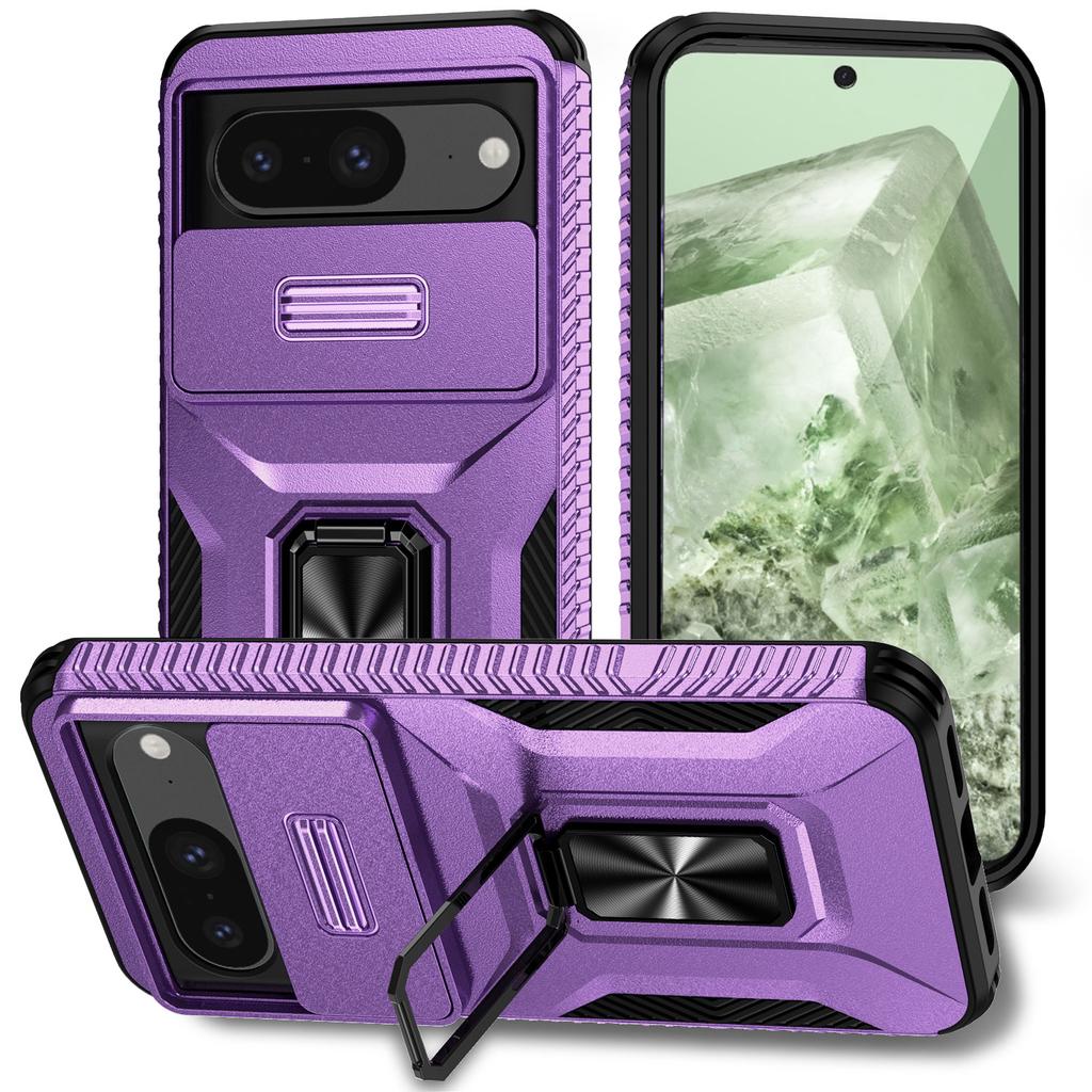 For Google Pixel 8 Case Camshield Kickstand TPU+PC Anti-Slip Phone Cover