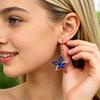 1 Paar Ohrhänger Muster zum Amerikanischen Unabhängigkeitstag Hohl Herz Stern Form Rote Weiße Blaue Ohrringe Schmuck Zubehör