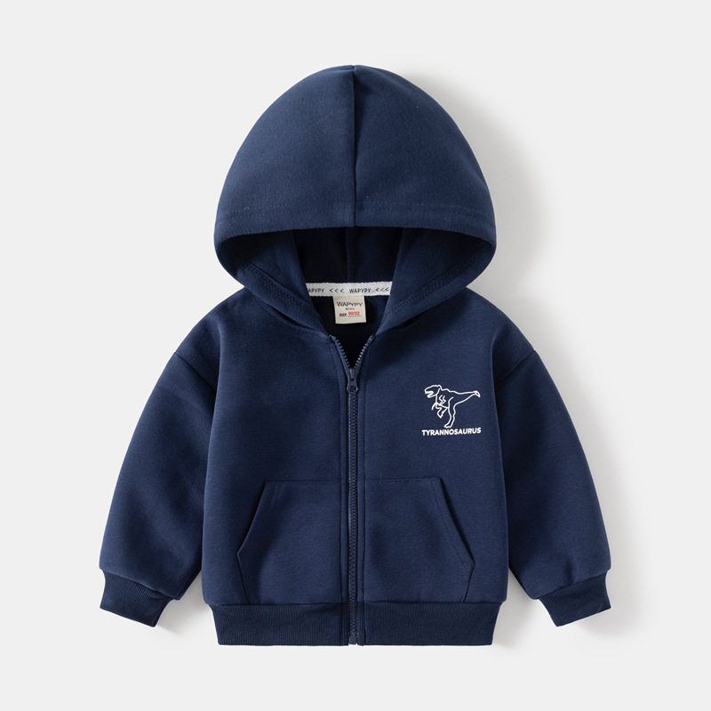 K-style Children's Clothing Spring and Autumn Boys Hooded Sweatshirt Baby Boy Dinosaur Hoodie Tops Kids Zip-up Shirt Outwear Thick