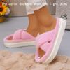 Fashion Cross Strap Fluffy Slippers Women 2024 Winter Warm Fur Home Slippers Woman Comfortable Soft Sole Non Slip Indoor Shoes