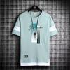 Tricou de vară cu mânecă scurtă pentru bărbați, tricou casual versatil cu mânecă scurtă pentru bărbați, bloc de culoare în tendințe