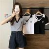Nuova Maglietta Polo da Donna Estiva 2026 Scollo a V alla Moda T-shirt Casual Color-Block