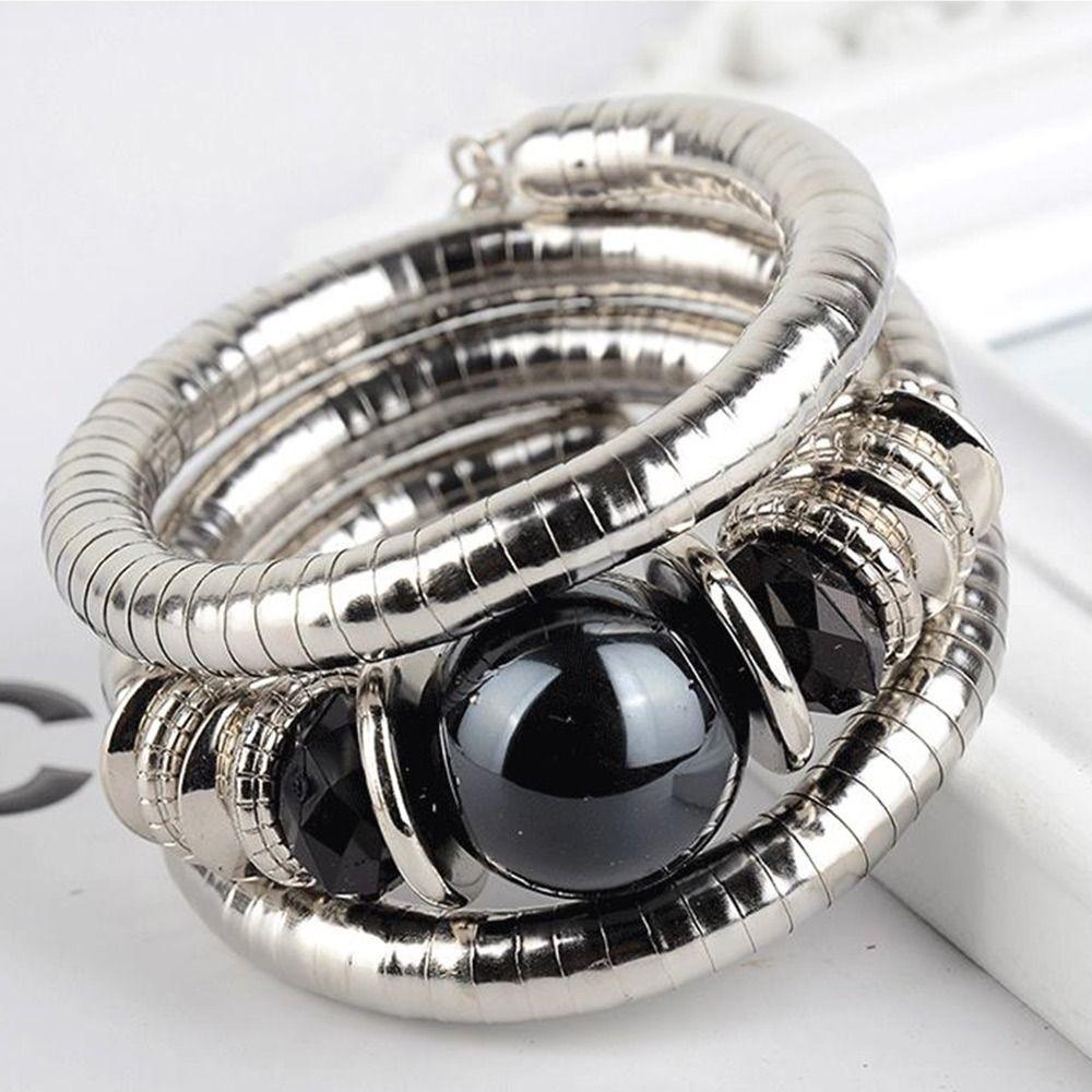 Goldfarbenes Schlangenarmband Legierung Dreilagiges Armreif Mehrlagiges Armband Schmuckzubehör