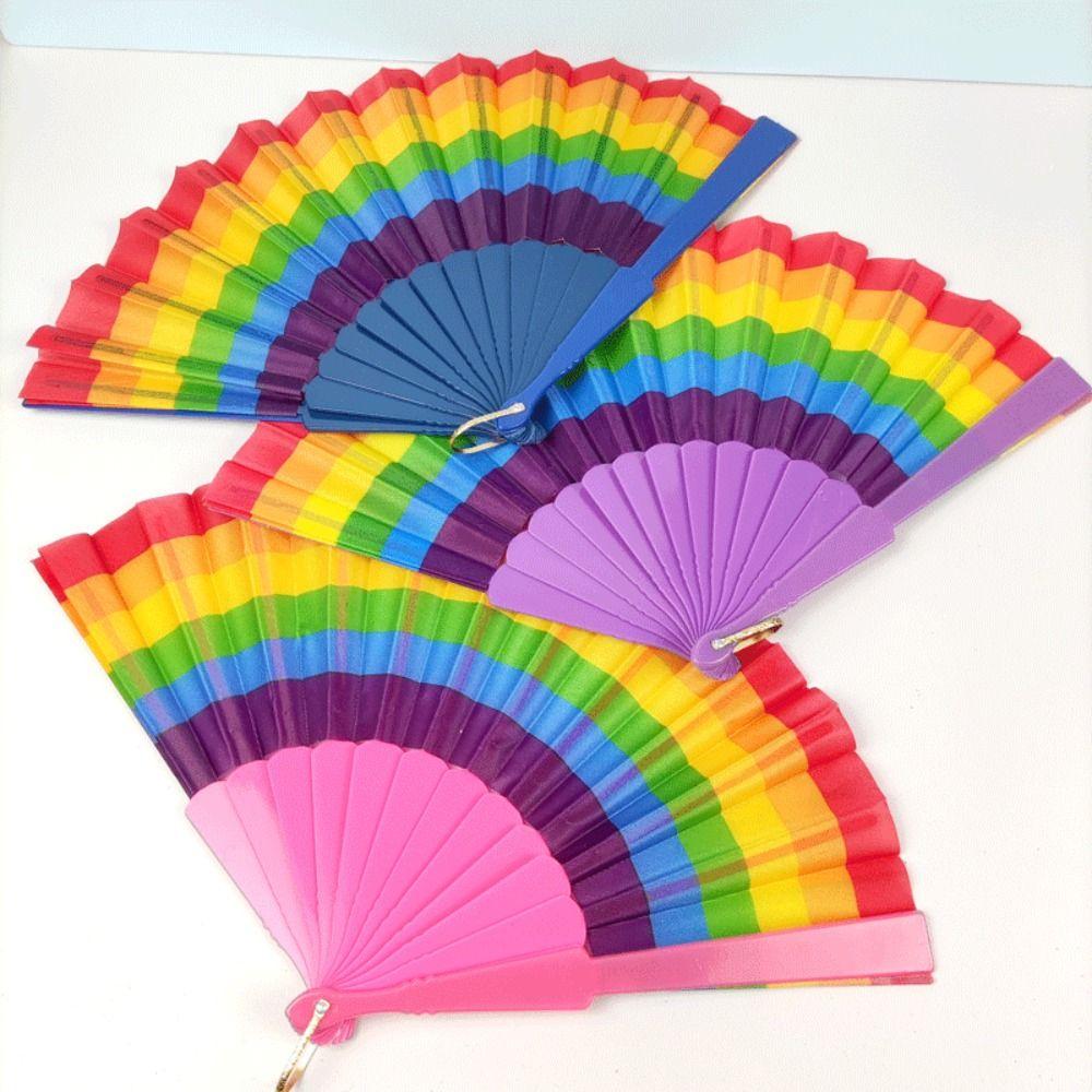 

Радужный вентилятор, складной вентилятор для детского сада, танцевальный вентилятор, летний охлаждающий портативный детский сад