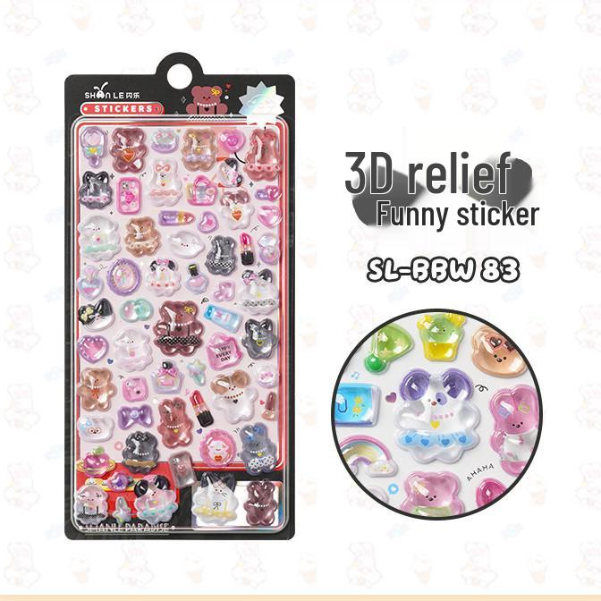 Popular 3D Animal Cartoon Crystal Stickers for Kids' Phone Cases