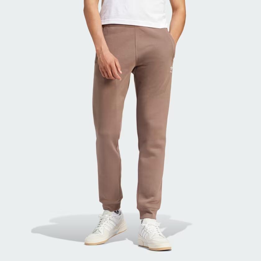 adidas Originals Essential Trefoil Essentials Pants Solid Logo Jogger Knit Sports Pants Men Bottoms Brown IR7799