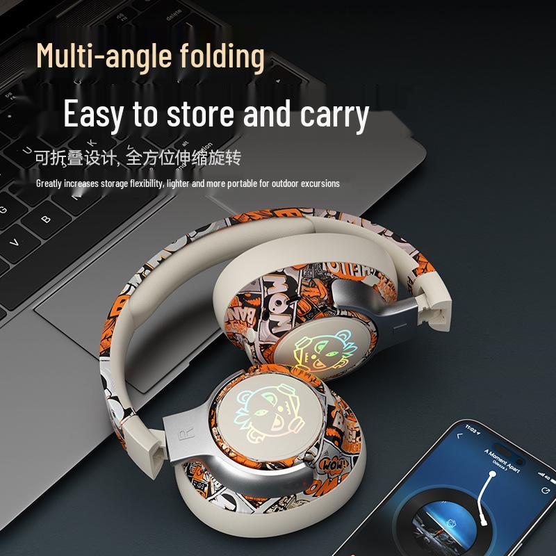 2025 Graffiti Chinese Trend Wireless Bluetooth Gaming Headphones with Ultra-long Battery Life