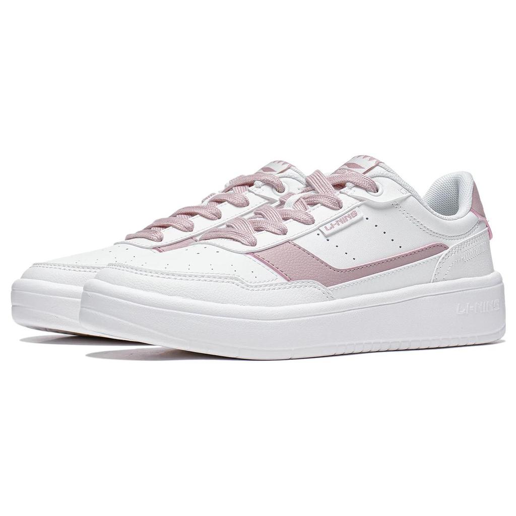 New LiNing Relaxing Anti Slip Wear Resistant Low Top Skateboard Shoes Women's White Pink AGCT402-3