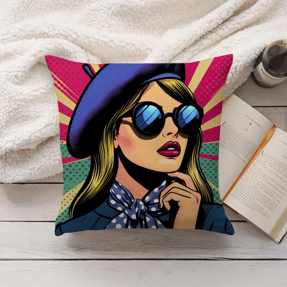 Fashion Pop Comic Portrait Pillow Case Home Decoration Cushion Cover Suitable For Bedroom Car Office Sofa