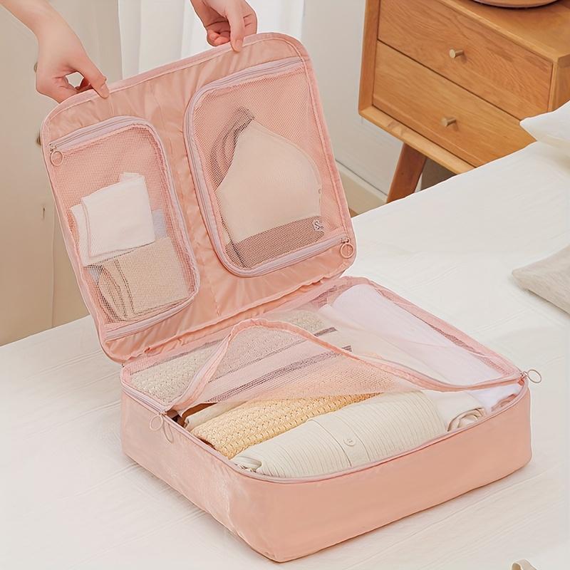 1pc Travel Portable Clothing Storage Bag Large Capacity 3 Pocket Breathable Mesh Bag for Underwear Organizer Bag Luggage Storing