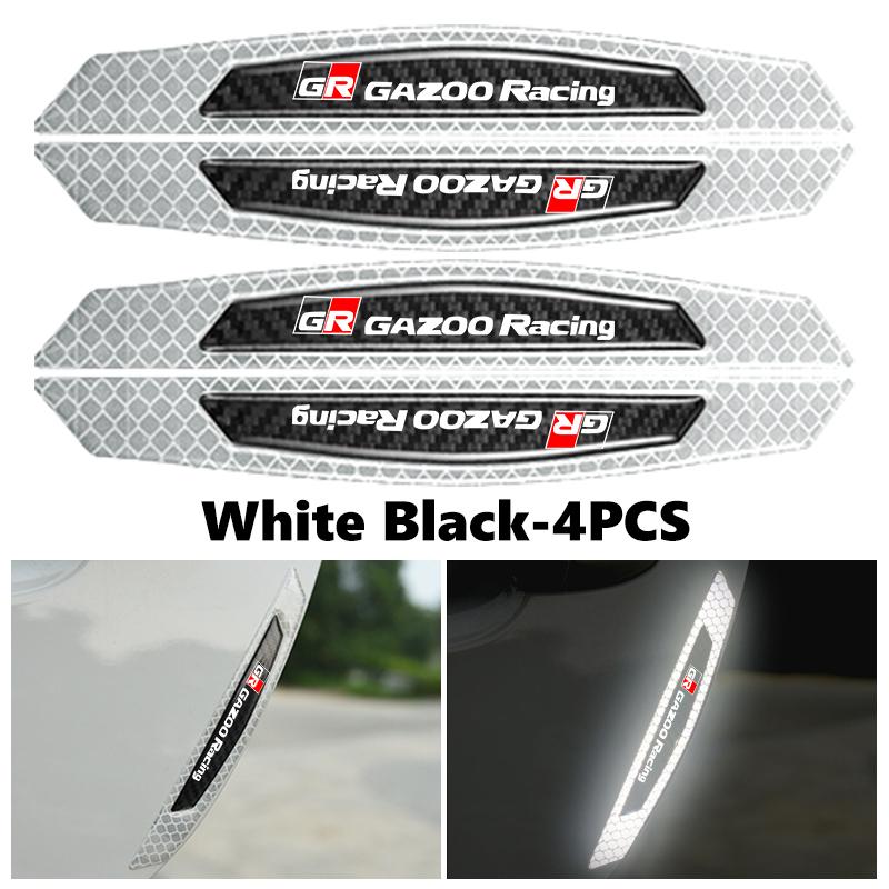 For Toyota 4Pcs Car Door Sticker Safety Warning Reflective Sticker Auto Accessories Crown GR Corolla YARIS Auris C-HR Hilux Vios