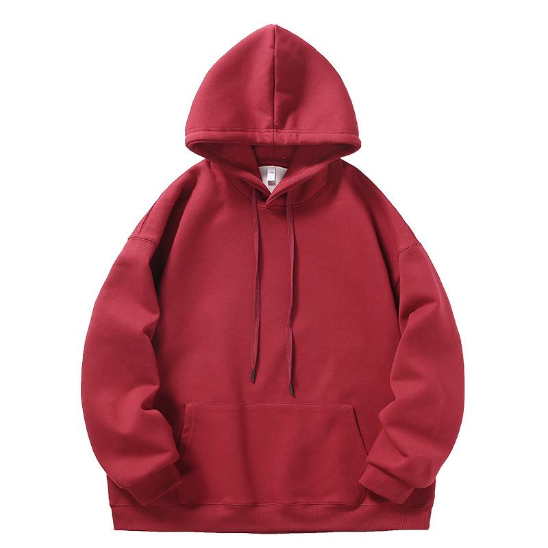 Unisex Heavyweight Hoodie: Solid Color American Street Style for Autumn/Winter
