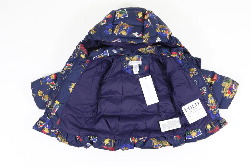 POLO RALPH LAUREN Baby Polo Bear Down Size 9M Girls' Multi-Print Jacket/Parka, (Product Code 01010059)