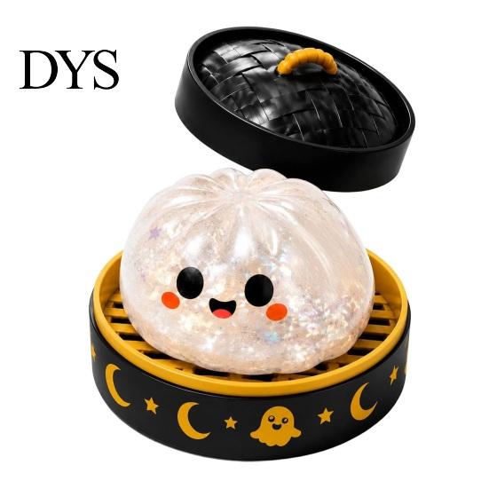Mini Steamer Pretend Play Set Ghost Dumpling Stress Ball with Steamer, Maltose Slow Rising Squeeze Toy, Interactive Food Shape Toys Halloween