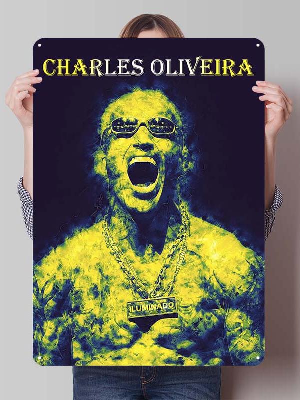 Charles Oliveira Boxer Metallschilder Gaming Zimmer Dekoration Benutzerdefiniertes Boxposter Blechschilder für Wandkunst Dekor Vintage Metallplatte