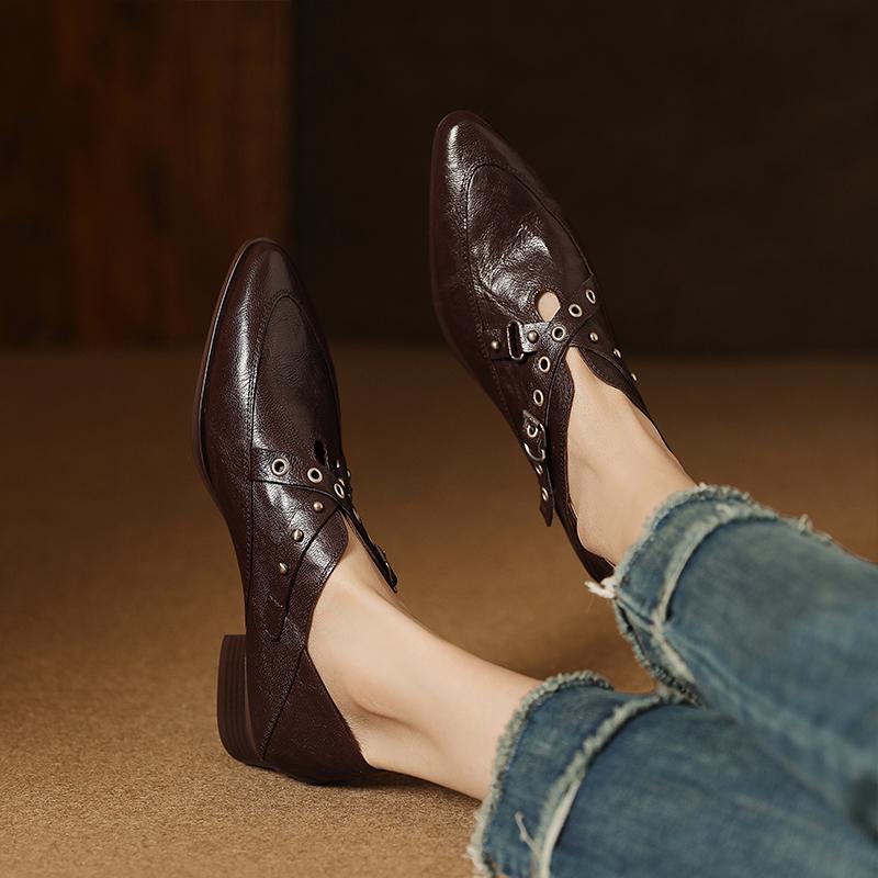 Fashion 2025 New Women Pumps Thick Heels Fashion Pointed Toe Mature Genuine Leather Spring Summer Basic Office Ladies Women Heels Shoes