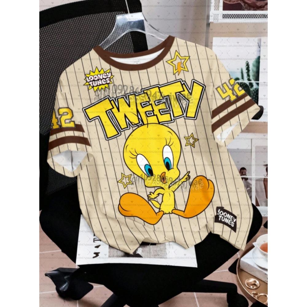 2026 Cartoon Duck Tweety Rabbit Print Men Women's Short Sleeve T-Shirt Casual 3d Print Summer Kids Parent Sport Tops T-shirt Tee