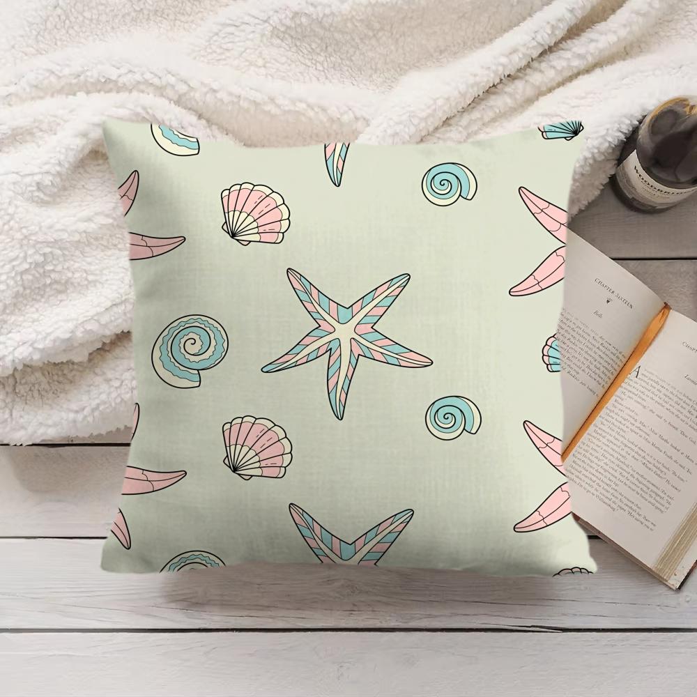 Seashell pattern Cushion Cover Soft Short Plush Pillow Cover Smooth Cozy Texture Aesthetic Cushion Case Home Decor