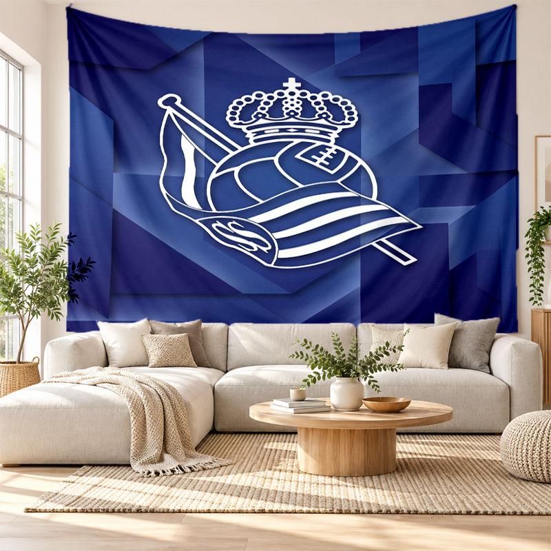 Real Sociedad FC Wall Tapestry, Soft Fabric Wall Hanging, Decorative Backdrop For Bedroom Home Wall Art