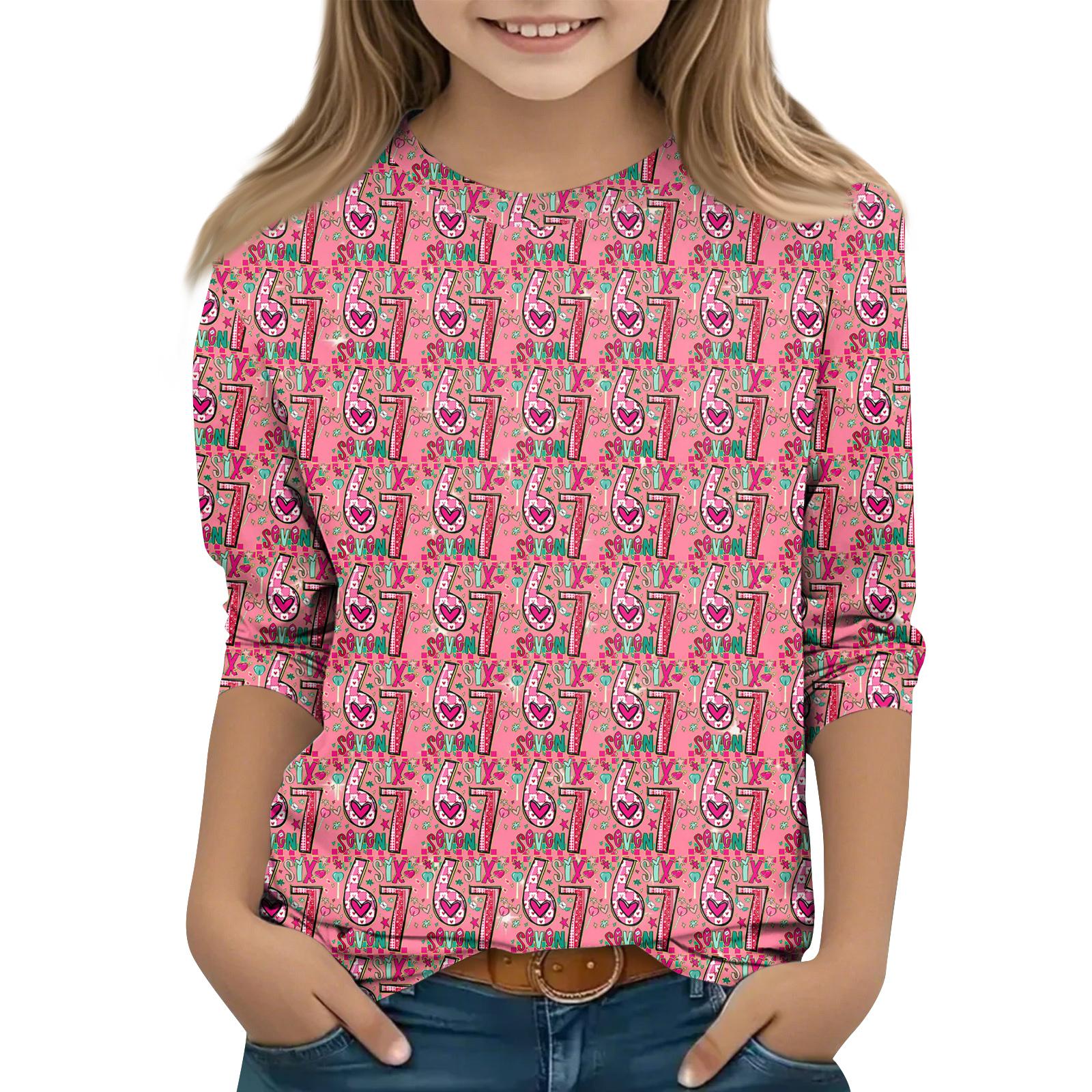 

Дитяча футболка з рукавом 3/4, повсякденна футболка з круглим вирізом, пуловер, блузка 160 кавун червоний колір