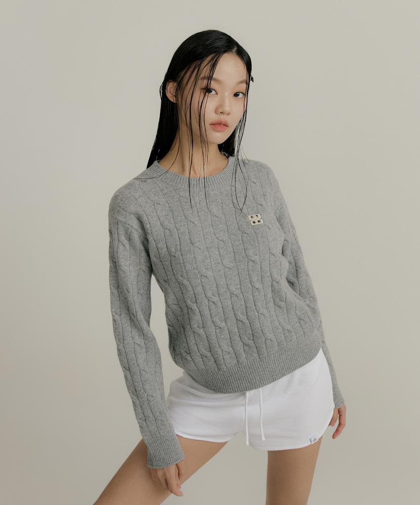 CITYBREEZE Essentials Logo Wappen Cable Knit_Grey