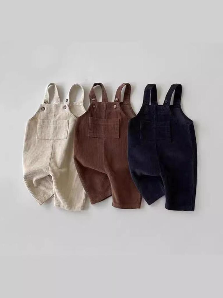 Korean Style Autumn Corduroy Overalls for Infants and Toddlers - Unisex, Multi-color Casual Outfit