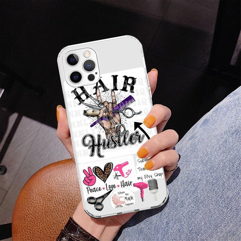 Hair Stylist Scissors Brush Phone Case For iPhone 17 Air 16 Pro Max 16E 15 + 14 Plus 11 12 13 Mini 7 8 SE Gift Print Cover Funda