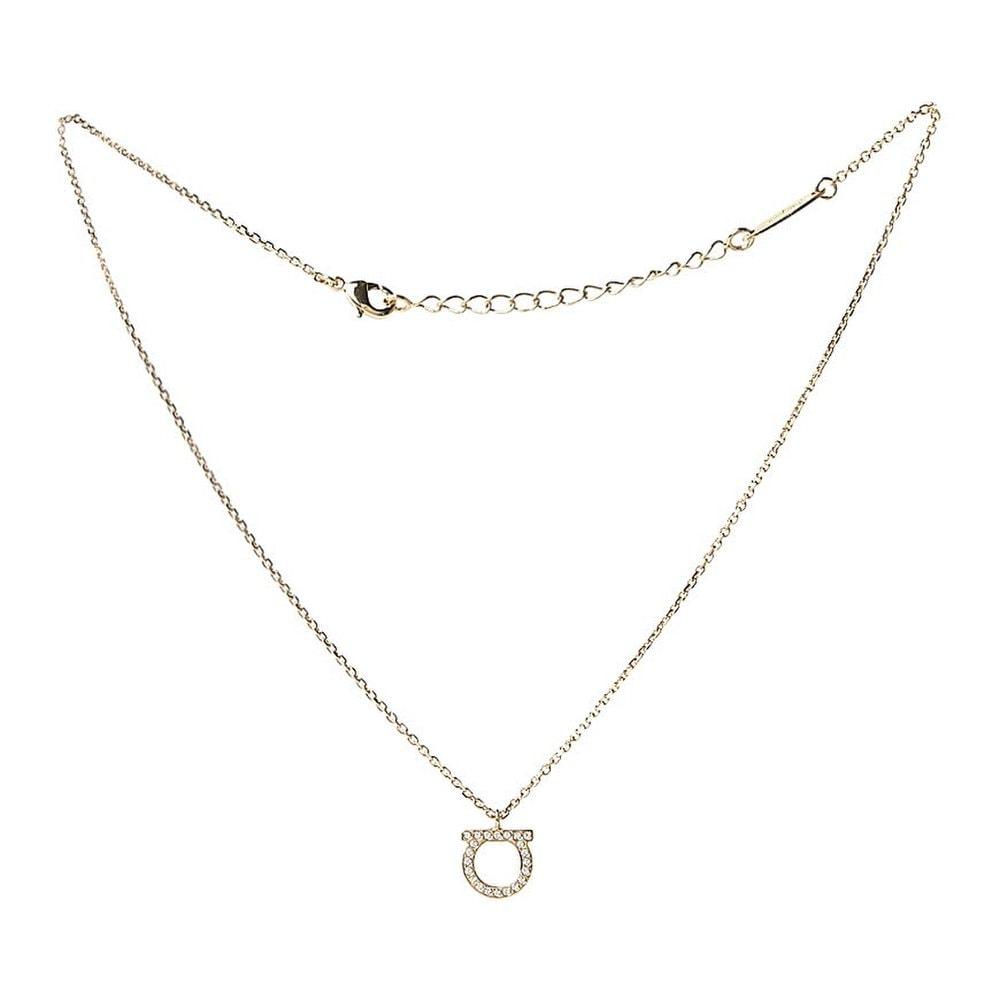 [Salvatore Ferragamo] Women's Crystal Gancini Necklace 76 0132 Cryst Orol 0696656 106171