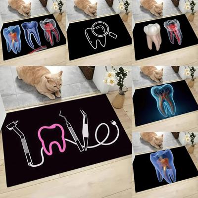 Einzigartige Zahnpflege-Themen-Fußmatte Waschbar Rutschfeste Bodenmatte für Flur Wohnzimmer Schlafzimmer Eingangsbereich Dekoration Willkommensmatte