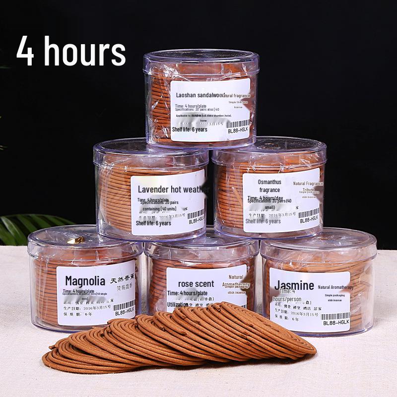 Natural Sandalwood Coil Incense: 4-Hour Burn, Agarwood & Mugwort Blend. Deodorizes & Purifies Air, Not a Mosquito Repellent.