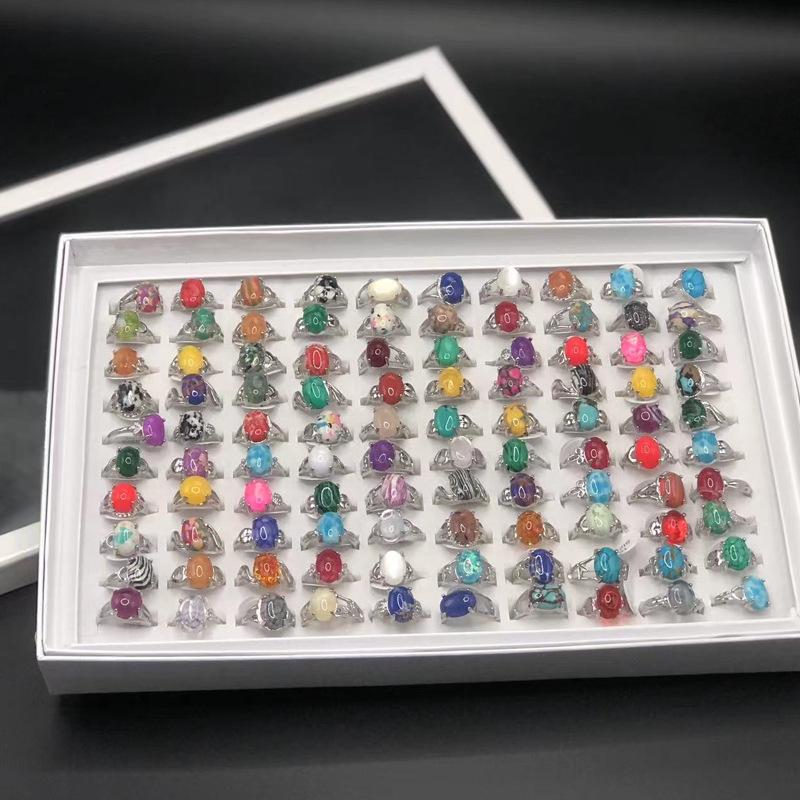

Mixed Style Natural Stone Rings Set - Gemstone Finger Jewelry Collection