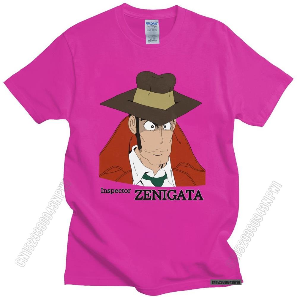 Lustiges Lupin The Third T-Shirt für Herren Rundhals Koichi Zenigata Grafik T-Shirt Vorgeschrumpfte Baumwolle Normale Passform T-Shirt Merchandise