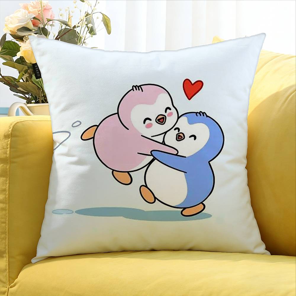 Cute Pudgy Penguin Various Sizes Square Pillow Case For Car Home Bedchamber Decor