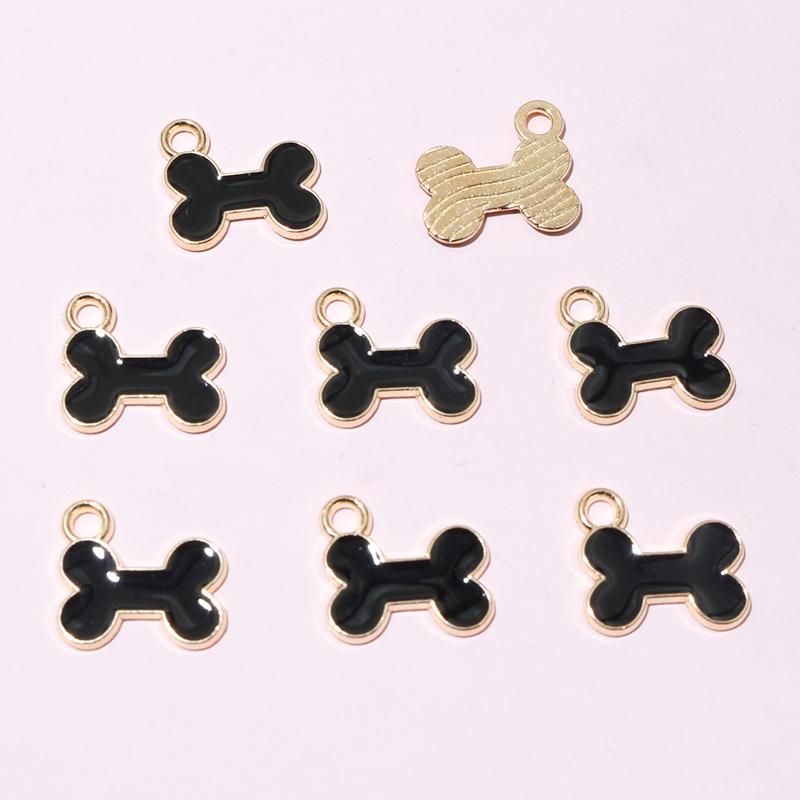 20pcs 12x13mm Enamel Bone Charms Pendant Small Cute DIY Jewelry Making Accessories for Bracelet Earrings Keychains 