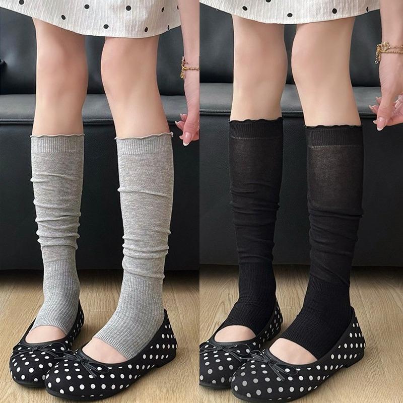 1-2pairs New Korean Sweet Ballet Style Long Stocking Women's Lace Pile Socks Academy Style Versatile Half Foot Socks